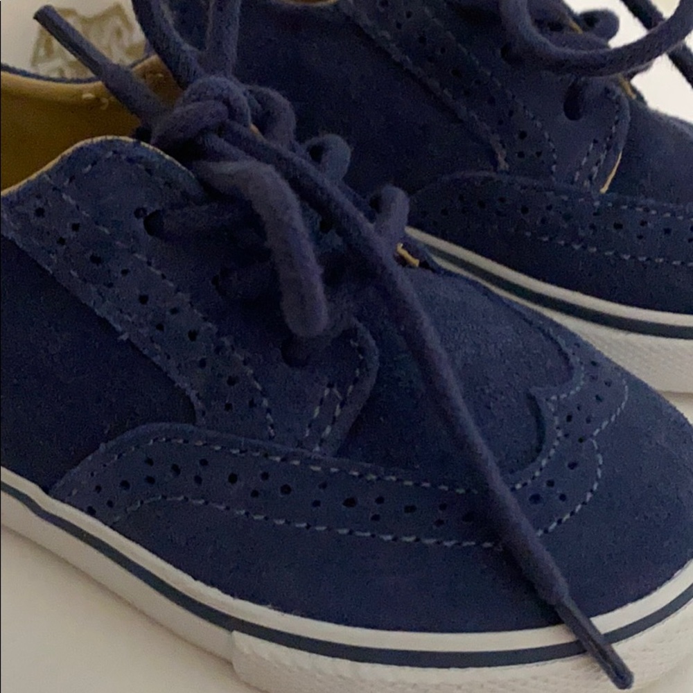 Janie and Jack navy wingtip sneakers #1 - Picture 4 of 5